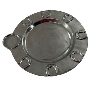 Jaco Mexican Metal Serving Platter Horseshoe Cowboy Western Handcrafted 14 3/4"